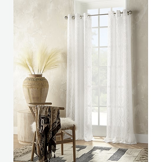 Distant Lands Ogee Clip Grommet Top Sheer Single Curtain Panel