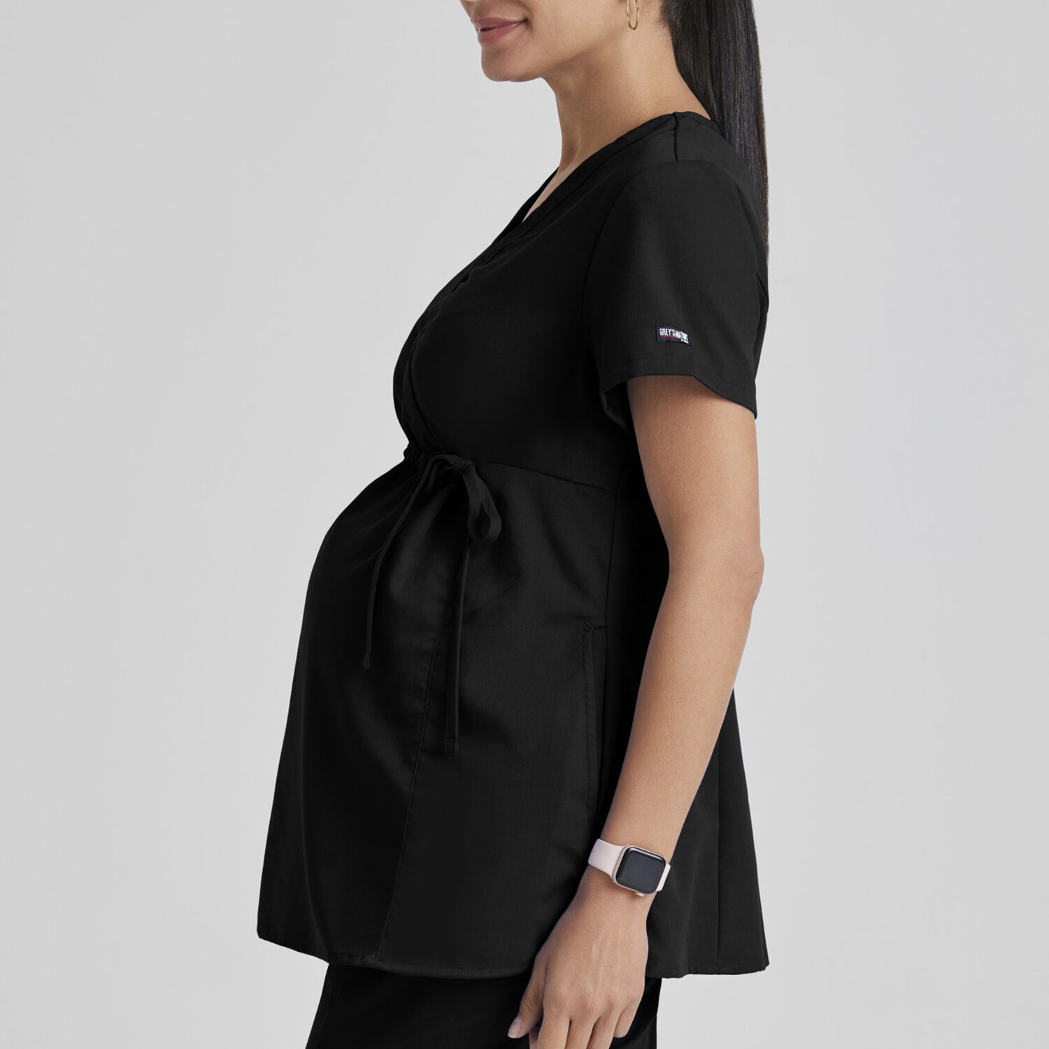 Grey's Anatomy™ by Barco Classic Grt094 Lilah 2-Pocket Mock Wrap Womens Maternity V Neck Short Sleeve Moisture Wicking Scrub Top