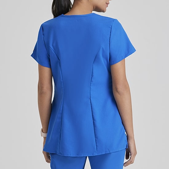 Grey's Anatomy™ by Barco Classic Grt094 Lilah 2-Pocket Mock Wrap Womens Maternity V Neck Short Sleeve Moisture Wicking Scrub Top