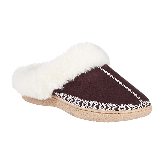 Isotoner Clara Emroidered Microsuede Hoodback Womens Memory Foam Clog Slippers