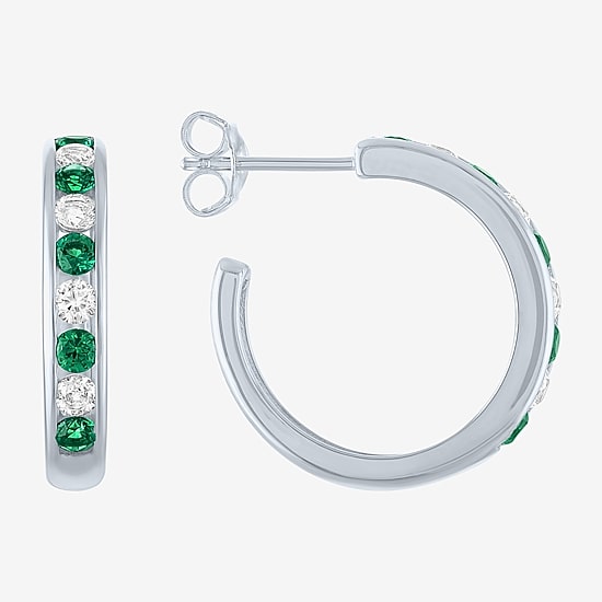 Gemstone Sterling Silver 20mm Hoop Earrings