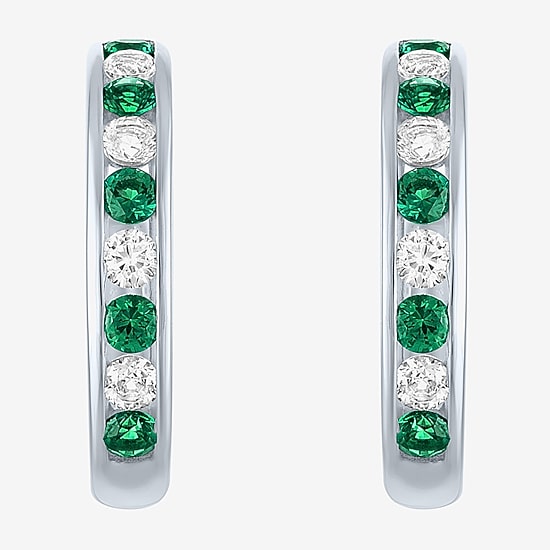 Gemstone Sterling Silver 20mm Hoop Earrings