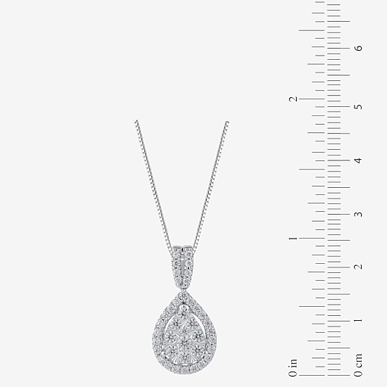 Diamond Blossom (H-I / I1) Womens 1 CT. T.W. Lab Grown White Diamond 10K Gold Pear 18 Inch Pendant Necklace