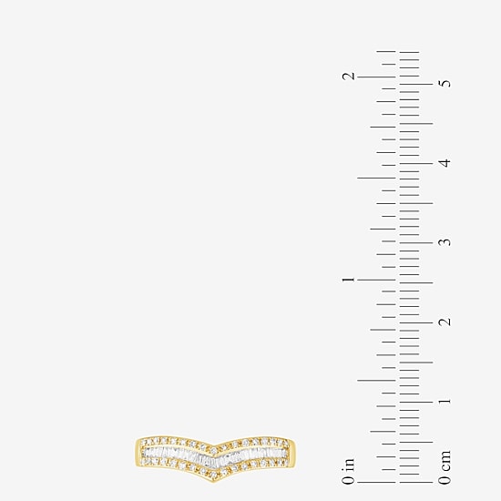 Chevron 1/4 CT.T.W. Natural Diamond 10K Gold Chevron Wedding Band