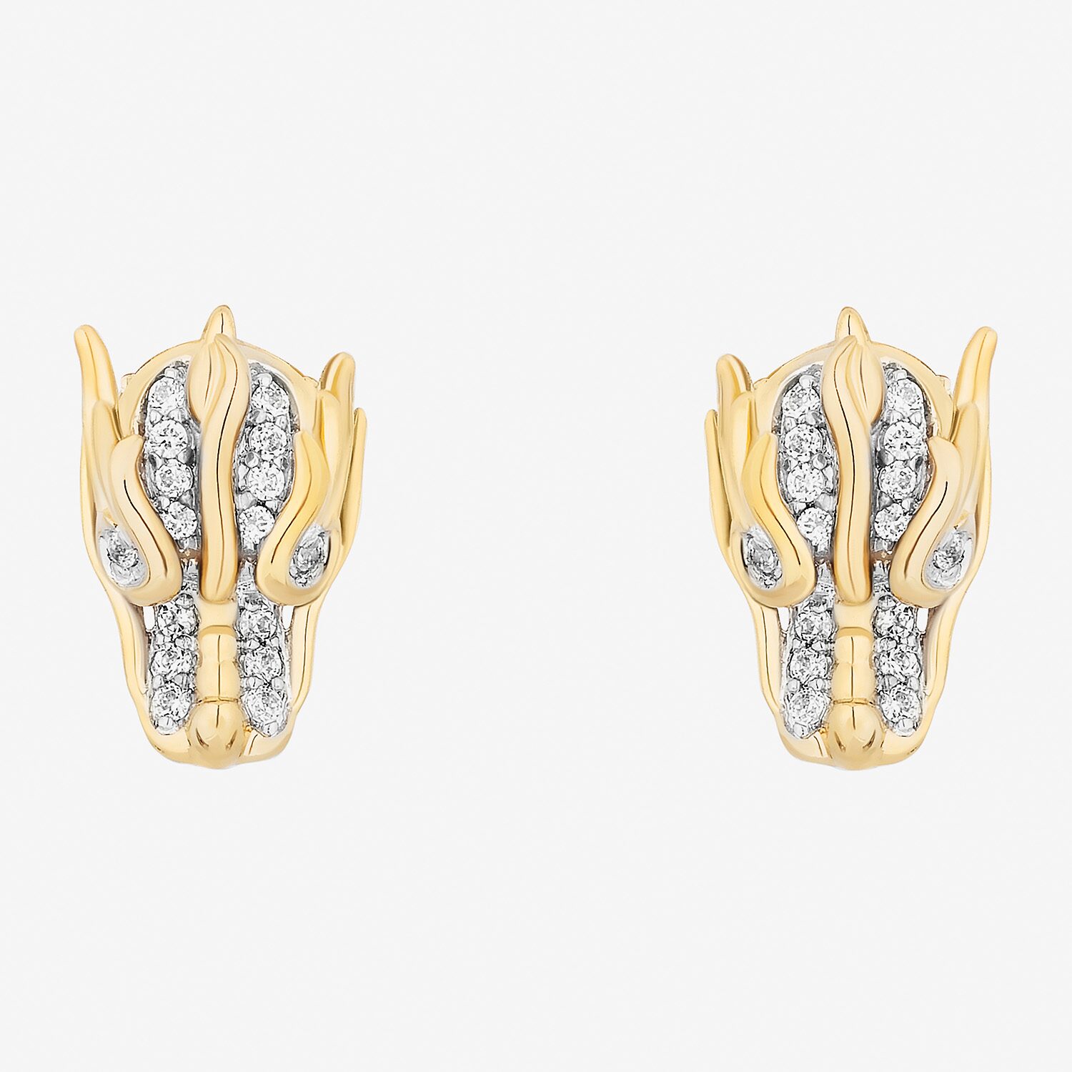 Enchanted Disney Fine Jewelry 1/10 CT. T.W. Natural White Diamond 14K Gold Over Silver 10.5mm Princess Mulan Stud Earrings
