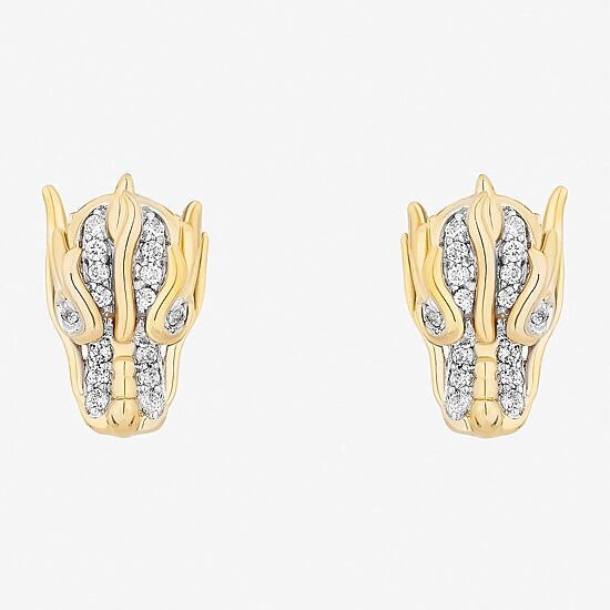 Enchanted Disney Fine Jewelry 1/10 CT. T.W. Natural White Diamond 14K Gold Over Silver 10.5mm Princess Mulan Stud Earrings