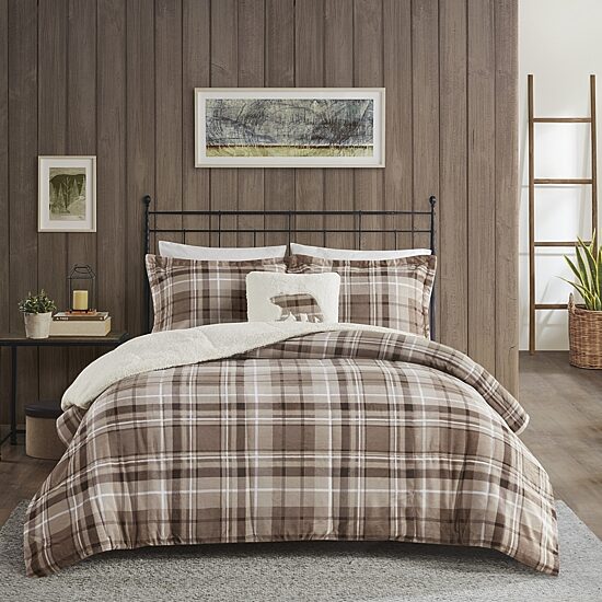 Woolrich Alton Plush to Sherpa Down Alternative Comforter Set with Throw Pillow