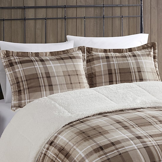 Woolrich Alton Plush to Sherpa Down Alternative Comforter Set with Throw Pillow