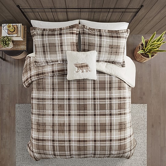 Woolrich Alton Plush to Sherpa Down Alternative Comforter Set with Throw Pillow