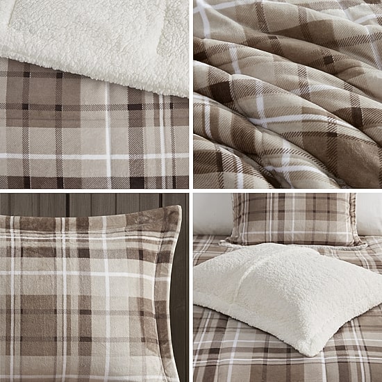 Woolrich Alton Plush to Sherpa Down Alternative Comforter Set with Throw Pillow