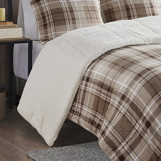 Woolrich Alton Plush to Sherpa Down Alternative Comforter Set with Throw Pillow