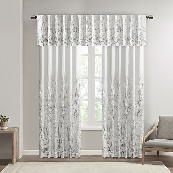 Madison Park Eliza Embroidery Faux Silk 50"W X 18"L Rod Pocket Tailored Valance