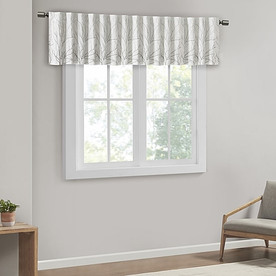 Madison Park Eliza Embroidery Faux Silk 50"W X 18"L Rod Pocket Tailored Valance
