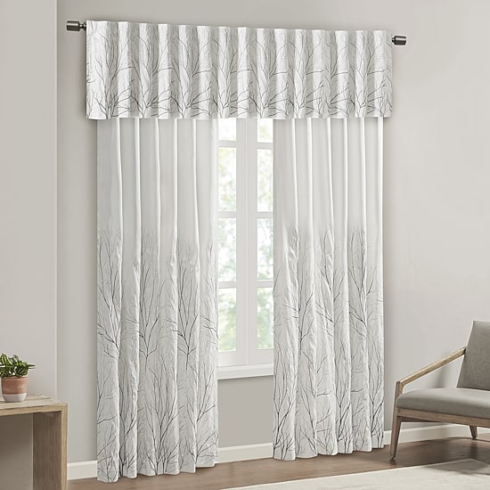 Madison Park Eliza Embroidery Faux Silk 50"W X 18"L Rod Pocket Tailored Valance