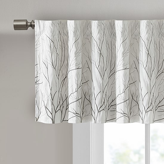 Madison Park Eliza Embroidery Faux Silk 50"W X 18"L Rod Pocket Tailored Valance