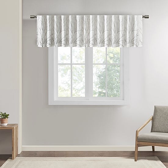 Madison Park Eliza Embroidery Faux Silk 50"W X 18"L Rod Pocket Tailored Valance