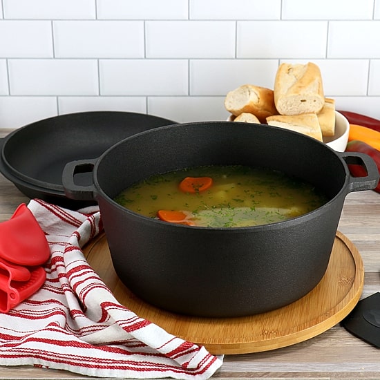 MegaChef Cast Iron 2-In-1 Dutch Oven and Skillet