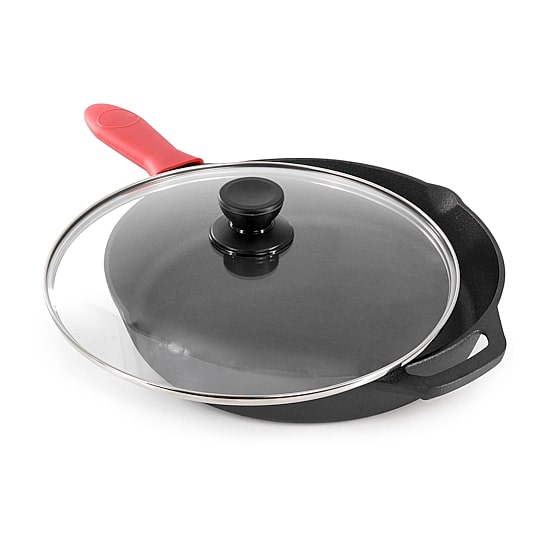 MegaChef Pre-Seasoned Cast Iron 12" Skillet with Glass Lid