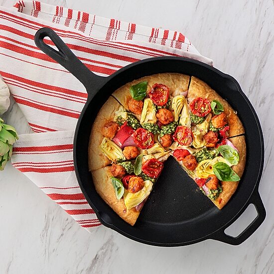 MegaChef Pre-Seasoned Enameled Cast Iron 12" Frying Pan
