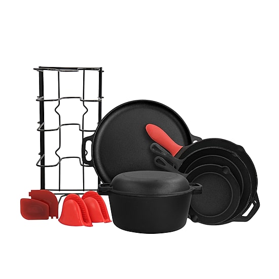 MegaChef Pre-Seasoned Cast Iron 12-pc. Cookware Set