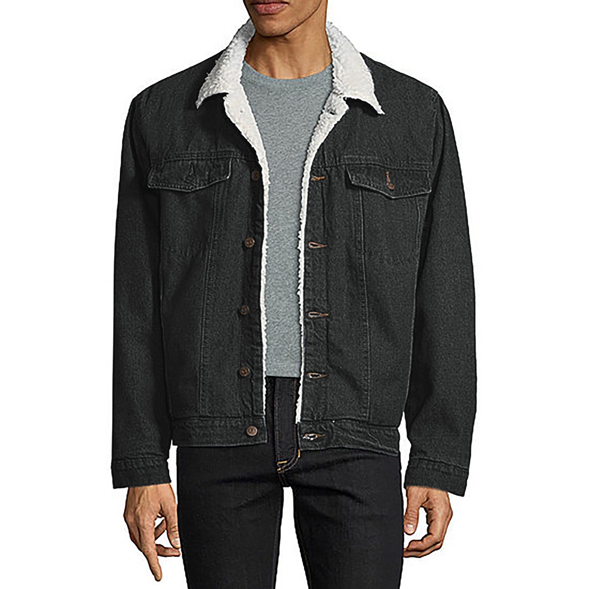 Vintage Leather Mens Denim Midweight Jacket