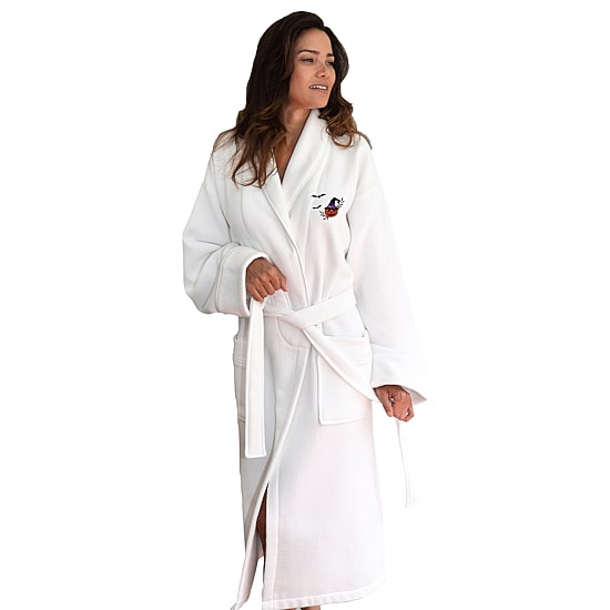 Linum Home Textiles Halloween Waffle Terry Bathrobe Unisex Adult Long Length Long Sleeve Robe