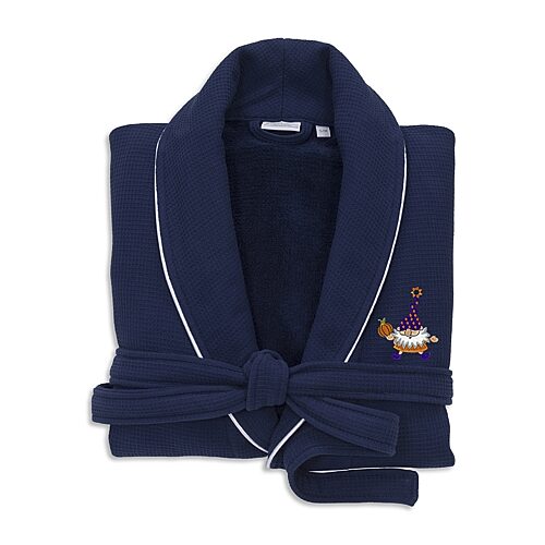 Linum Home Textiles Halloween Waffle Terry Bathrobe Unisex Adult Long Length Long Sleeve Robe, Small-medium, Blue