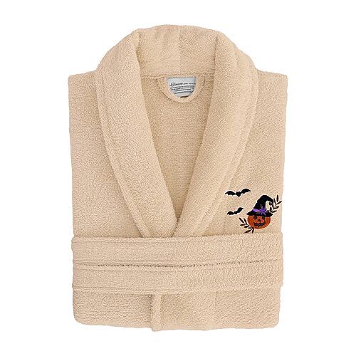 Linum Home Textiles Halloween Terry Bathrobe Unisex Adult Long Length Long Sleeve Robe, Small-medium, Beige