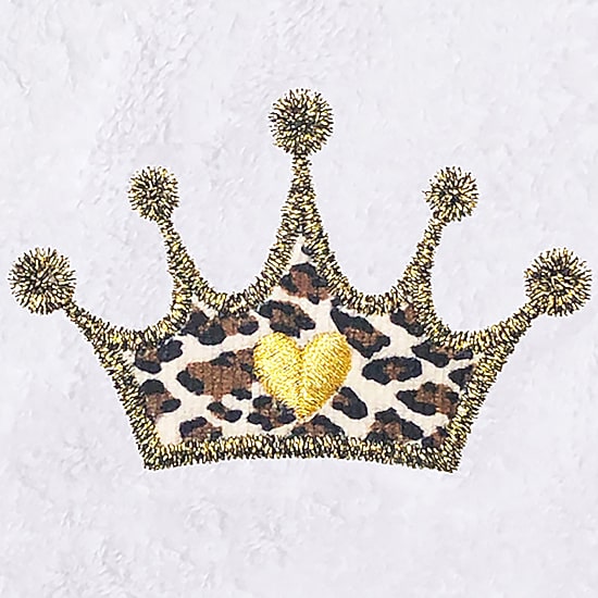 Linum Home Textiles Embroidered Cheetah Crown Terry Bathrobe Unisex Adult Long Length Long Sleeve Robe