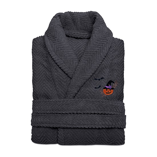 Linum Home Textiles Halloween Herringbone Bathrobe Unisex Adult Long Length Long Sleeve Robe