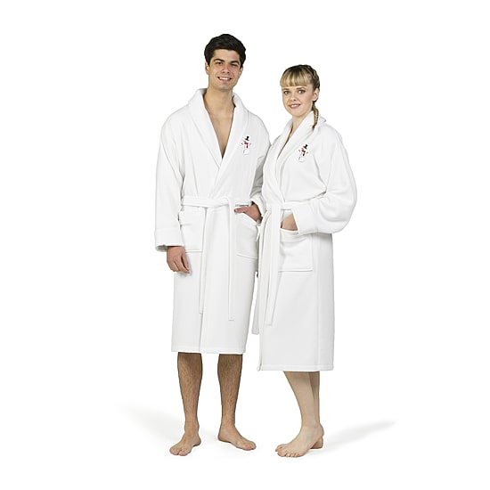 Linum Home Textiles Embroidered Snowman Waffle Terry Bathrobe Unisex Adult Long Length Long Sleeve Robe