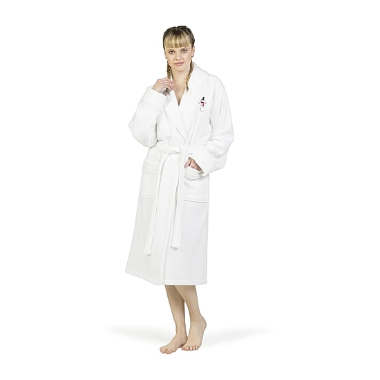 Linum Home Textiles Embroidered Snowman Waffle Terry Bathrobe Unisex Adult Long Length Long Sleeve Robe