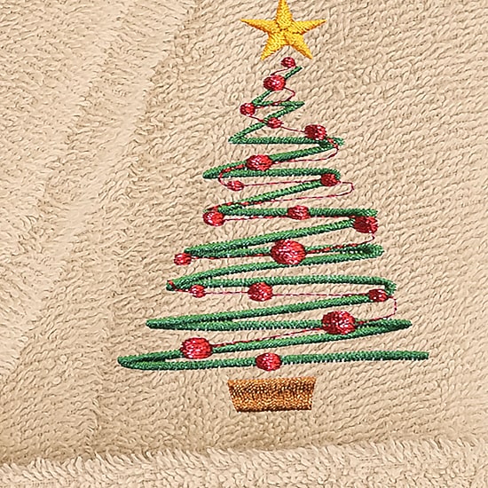 Linum Home Textiles Embroidered Christmas Tree Terry Bathrobe Unisex Adult Long Length Long Sleeve Robe