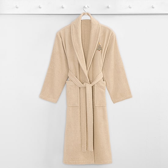 Linum Home Textiles Embroidered Christmas Tree Terry Bathrobe Unisex Adult Long Length Long Sleeve Robe