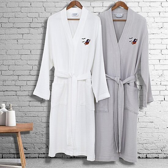 Linum Home Textiles Halloween Smyrna Bathrobe Unisex Adult Long Length Long Sleeve Robe