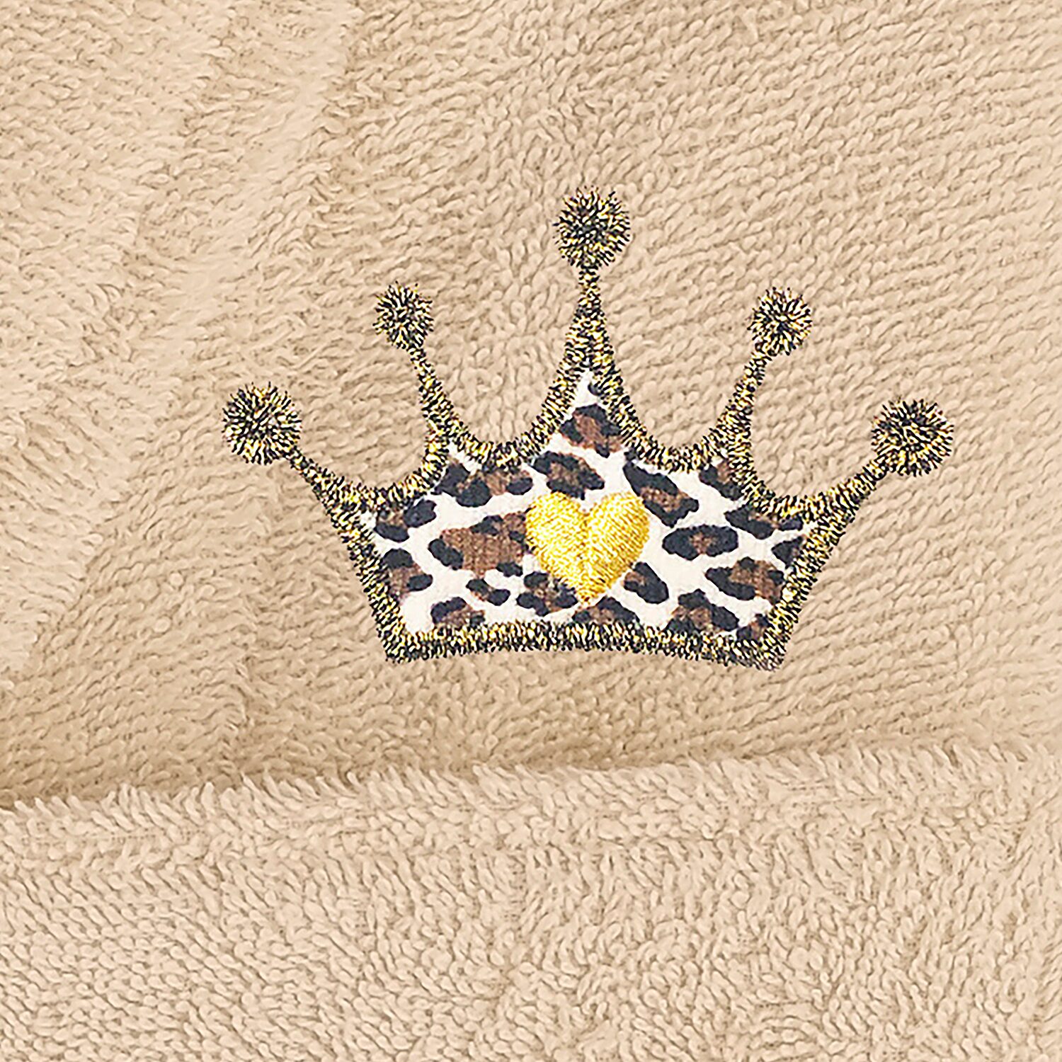 Linum Home Textiles Embroidered Cheetah Crown Terry Bathrobe Unisex Adult Cloth Long Sleeve Length Robe