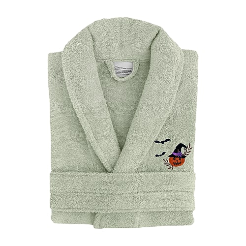 Linum Home Textiles Halloween Terry Bathrobe Unisex Adult Long Length Long Sleeve Robe, Large-x-large, Green