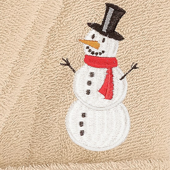 Linum Home Textiles Embroidered Snowman Terry Bathrobe Unisex Adult Long Length Long Sleeve Robe
