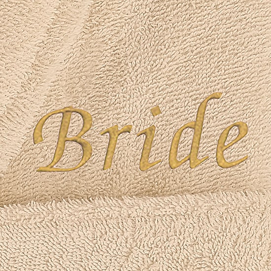 Linum Home Textiles Embroidered Bride Terry Bathrobe Unisex Adult Long Length Long Sleeve Robe
