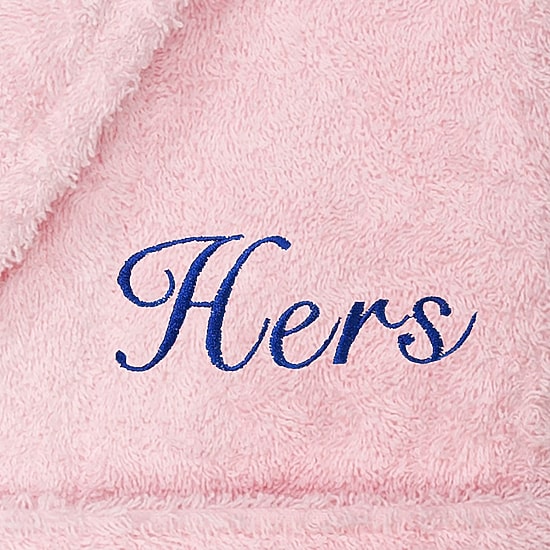 Linum Home Textiles Embroidered His Terry Bathrobe Unisex Adult Long Length Long Sleeve Robe