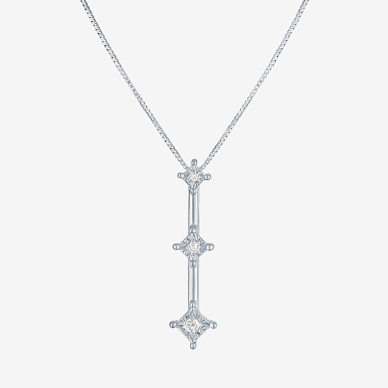 Womens Genuine White Diamond Accent 10K White or Yellow Gold Pendant Necklace
