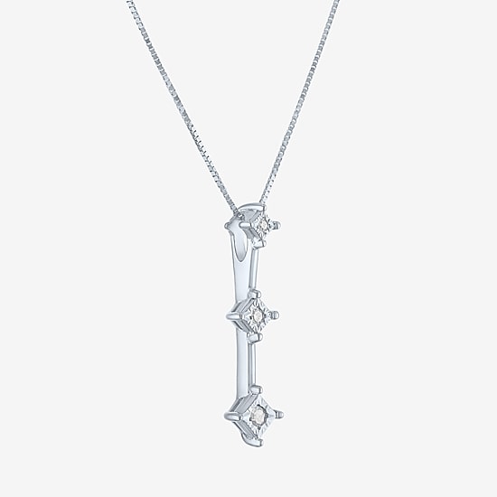 Womens Genuine White Diamond Accent 10K White or Yellow Gold Pendant Necklace