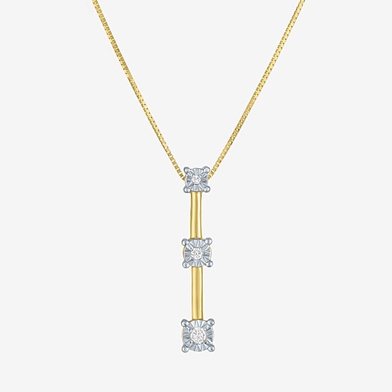 Diamond Accent G-H / Si2-I1 Womens Diamond Accent Lab Grown White Diamond Accent 10K Gold 18 Inch Pendant Necklace