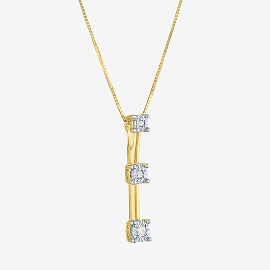 Diamond Accent G-H / Si2-I1 Womens Diamond Accent Lab Grown White Diamond Accent 10K Gold 18 Inch Pendant Necklace