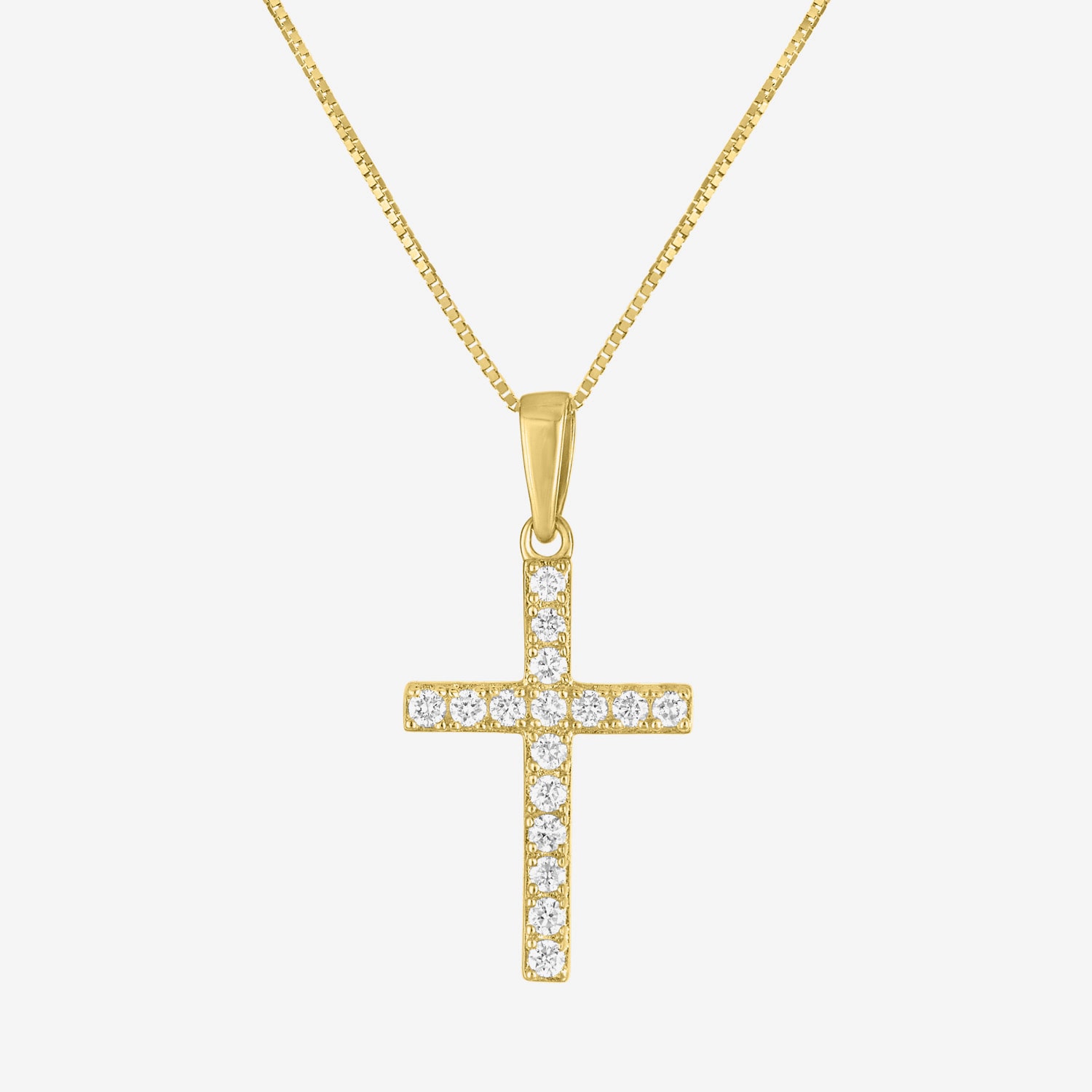 (H-I / I1) Womens 1/6 CT. T.W. Lab Grown White Diamond 10K Gold Cross 18 Inch Pendant Necklace