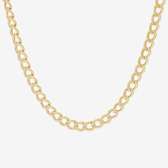 Bonded Brilliance Womens 14K Gold Bonded With Sterling Silver 20 Inch Cuban Chain Necklace