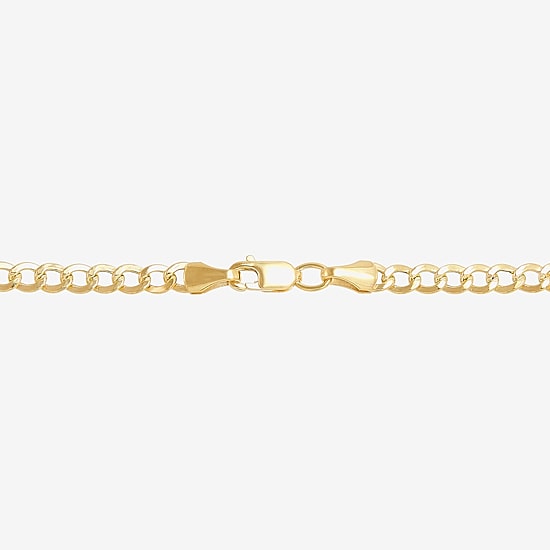 Bonded Brilliance Womens 14K Gold Bonded With Sterling Silver 7.5 Inch Hollow Cuban Chain Bracelet