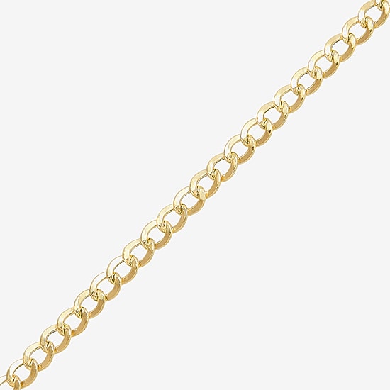 Bonded Brilliance Womens 14K Gold Bonded With Sterling Silver 7.5 Inch Hollow Cuban Chain Bracelet