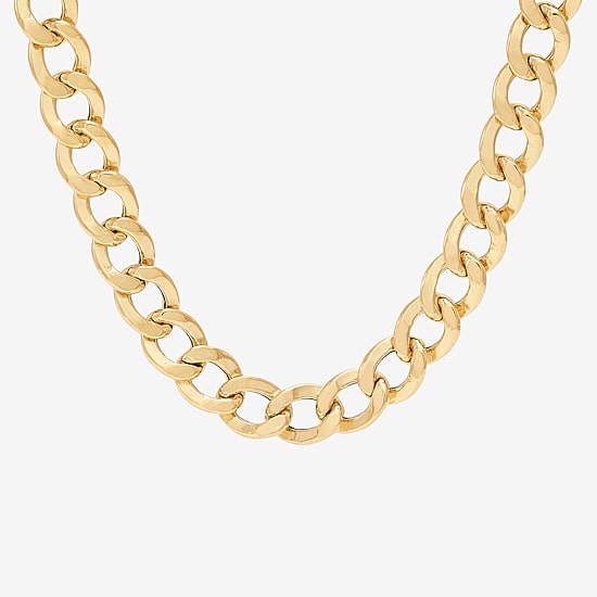 Bonded Brilliance Womens 14K Gold Bonded With Sterling Silver 20 Inch Cuban Chain Necklace
