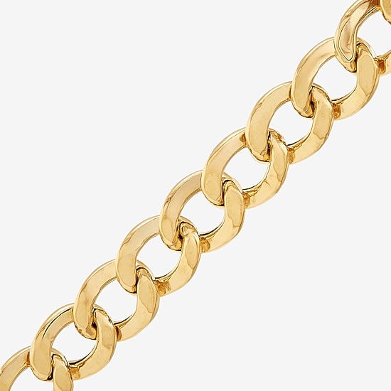 Bonded Brilliance Womens 14K Gold Bonded With Sterling Silver 20 Inch Cuban Chain Necklace